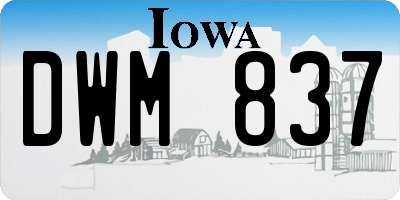 IA license plate DWM837