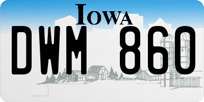 IA license plate DWM860