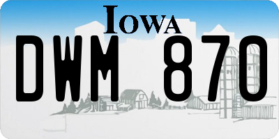 IA license plate DWM870