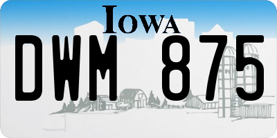 IA license plate DWM875