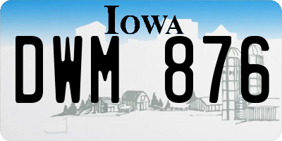IA license plate DWM876