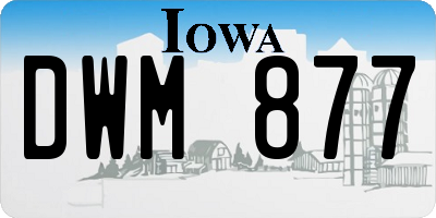 IA license plate DWM877