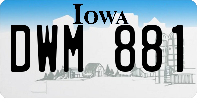 IA license plate DWM881