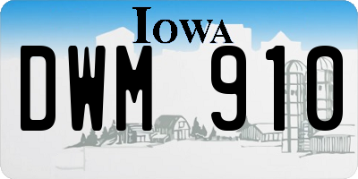 IA license plate DWM910