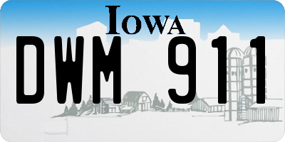 IA license plate DWM911
