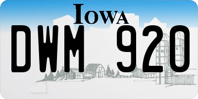 IA license plate DWM920