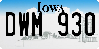 IA license plate DWM930