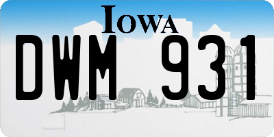 IA license plate DWM931