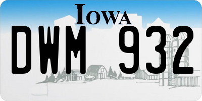 IA license plate DWM932