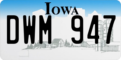 IA license plate DWM947