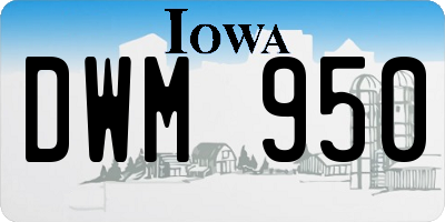 IA license plate DWM950