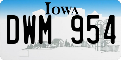 IA license plate DWM954