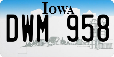 IA license plate DWM958