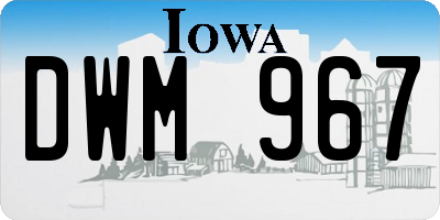 IA license plate DWM967