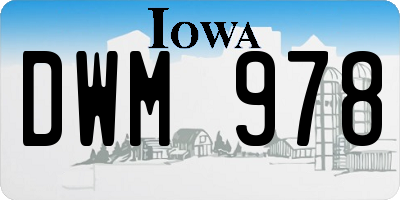 IA license plate DWM978