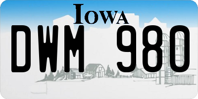 IA license plate DWM980