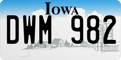 IA license plate DWM982