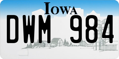 IA license plate DWM984