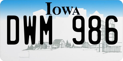 IA license plate DWM986