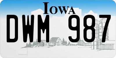 IA license plate DWM987
