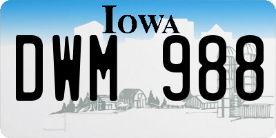 IA license plate DWM988