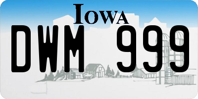 IA license plate DWM999