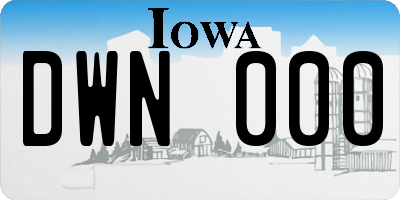 IA license plate DWN000