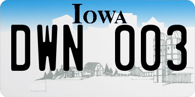 IA license plate DWN003