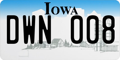 IA license plate DWN008