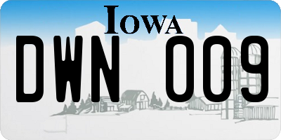 IA license plate DWN009