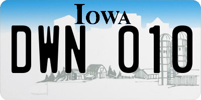 IA license plate DWN010