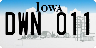IA license plate DWN011