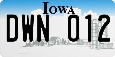 IA license plate DWN012