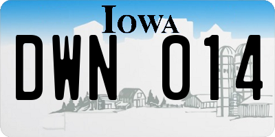 IA license plate DWN014