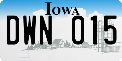 IA license plate DWN015