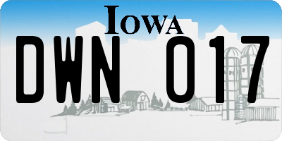 IA license plate DWN017