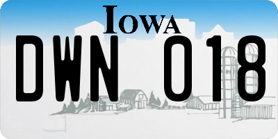 IA license plate DWN018