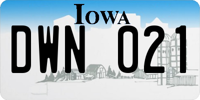 IA license plate DWN021