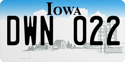 IA license plate DWN022