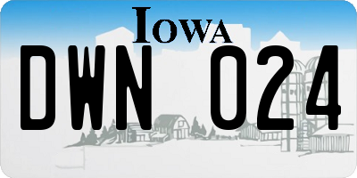 IA license plate DWN024