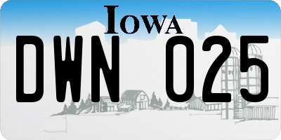 IA license plate DWN025