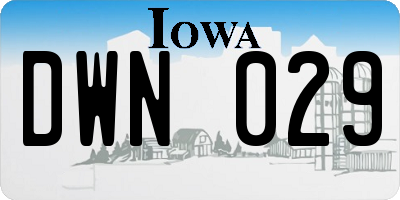IA license plate DWN029