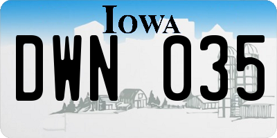 IA license plate DWN035