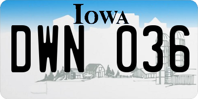 IA license plate DWN036