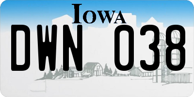 IA license plate DWN038