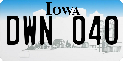 IA license plate DWN040