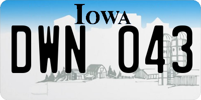 IA license plate DWN043