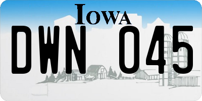 IA license plate DWN045
