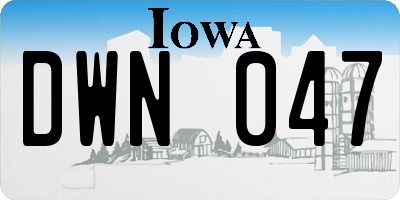 IA license plate DWN047