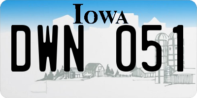 IA license plate DWN051